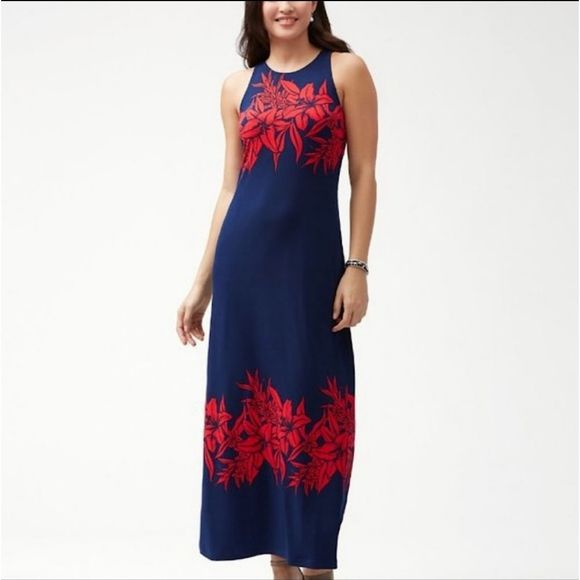 Tommy Bahama Dresses & Skirts - Tommy Bahama navy blue and red Flower of Pisa maxi dress